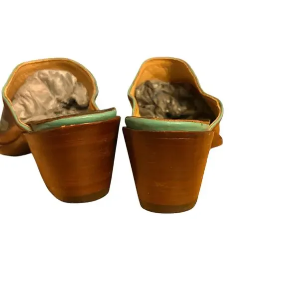 Old Gringo Leather Made In Mexico Brown w/ Teal Detail Western Style Mules sz 8 - Picture 3 of 14